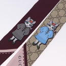 GUCCI GG Canvas Scarf Silk Higuchi Yuko Collaboration Beige Auth 197171M-10