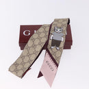 GUCCI GG Canvas Scarf Silk Higuchi Yuko Collaboration Beige Auth 197171M-17