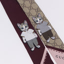 GUCCI GG Canvas Scarf Silk Higuchi Yuko Collaboration Beige Auth 197171M-4