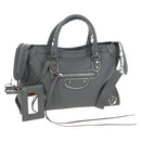 BALENCIAGA Classic Metallic Ege City Bag Leather 2way Gray 432831 Auth 197181SAM-1