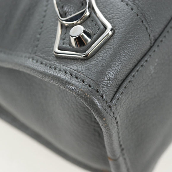 BALENCIAGA Classic Metallic Ege City Bag Leather 2way Gray 432831 Auth 197181SAM