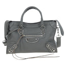 BALENCIAGA Classic Metallic Ege City Bag Leather 2way Gray 432831 Auth 197181SAM-2