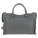 BALENCIAGA Classic Metallic Ege City Bag Leather 2way Gray 432831 Auth 197181SAM-3