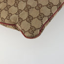 GUCCI GG Canvas Shoulder Bag Beige Silver 113013 Auth 197182-14