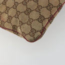 GUCCI GG Canvas Shoulder Bag Beige Silver 113013 Auth 197182-16