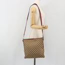GUCCI GG Canvas Shoulder Bag Beige Silver 113013 Auth 197182-23