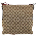 GUCCI GG Canvas Shoulder Bag Beige Silver 113013 Auth 197182-2