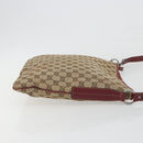 GUCCI GG Canvas Shoulder Bag Beige Silver 113013 Auth 197182-3