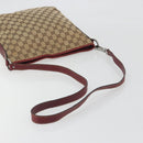 GUCCI GG Canvas Shoulder Bag Beige Silver 113013 Auth 197182-7