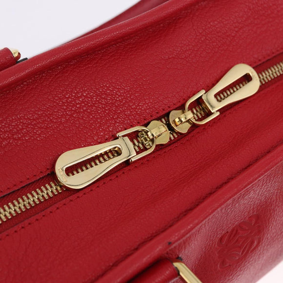 LOEWE Amazona 28 Hand Bag Leather Red Gold Auth 197185SAM