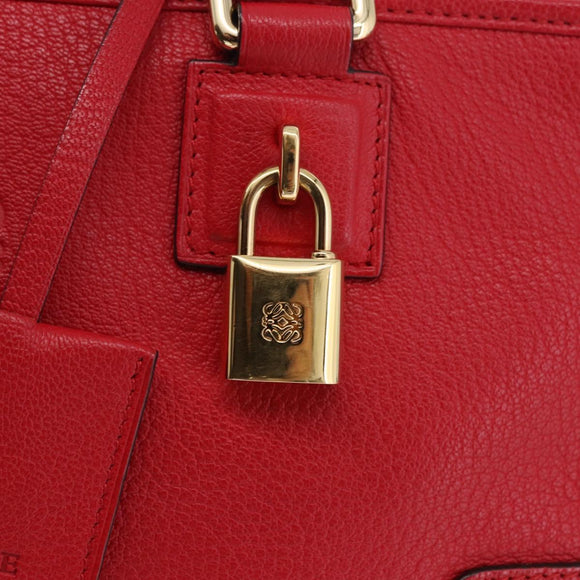 LOEWE Amazona 28 Hand Bag Leather Red Gold Auth 197185SAM