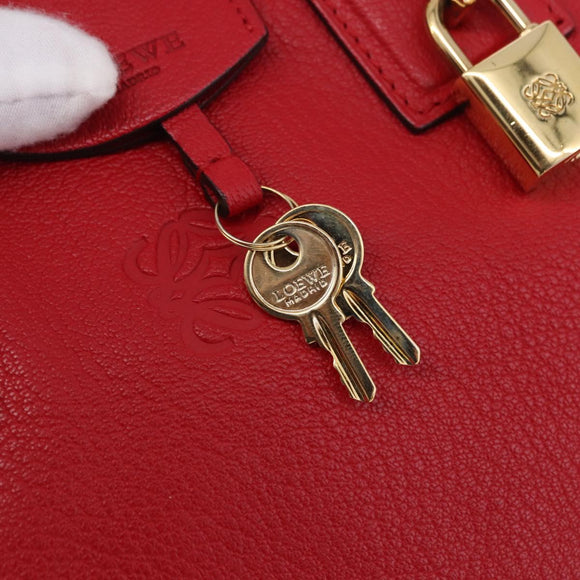 LOEWE Amazona 28 Hand Bag Leather Red Gold Auth 197185SAM