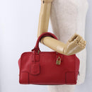 LOEWE Amazona 28 Hand Bag Leather Red Gold Auth 197185SAM-28