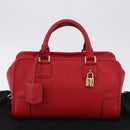 LOEWE Amazona 28 Hand Bag Leather Red Gold Auth 197185SAM-12