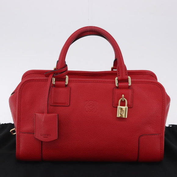 LOEWE Amazona 28 Hand Bag Leather Red Gold Auth 197185SAM