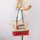 FENDI Celeria Tote Bag Canvas Ivory Gold Auth 197186A-28