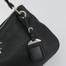 PRADA Shoulder Bag Vittero Dino Leather Black Silver Auth 197187V-19