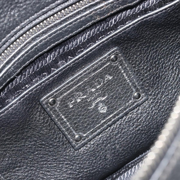 PRADA Shoulder Bag Vittero Dino Leather Black Silver Auth 197187V