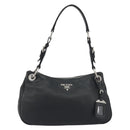 PRADA Shoulder Bag Vittero Dino Leather Black Silver Auth 197187V-13