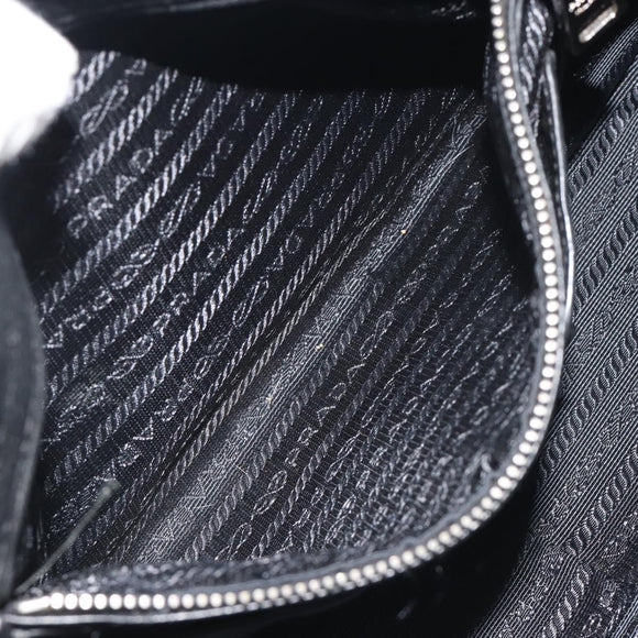 PRADA Shoulder Bag Vittero Dino Leather Black Silver Auth 197187V