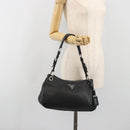 PRADA Shoulder Bag Vittero Dino Leather Black Silver Auth 197187V-27