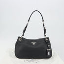PRADA Shoulder Bag Vittero Dino Leather Black Silver Auth 197187V-12