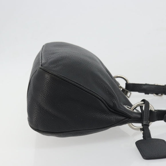 PRADA Shoulder Bag Vittero Dino Leather Black Silver Auth 197187V