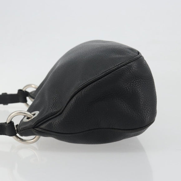PRADA Shoulder Bag Vittero Dino Leather Black Silver Auth 197187V