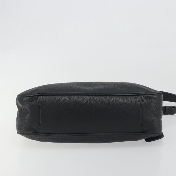 PRADA Shoulder Bag Vittero Dino Leather Black Silver Auth 197187V