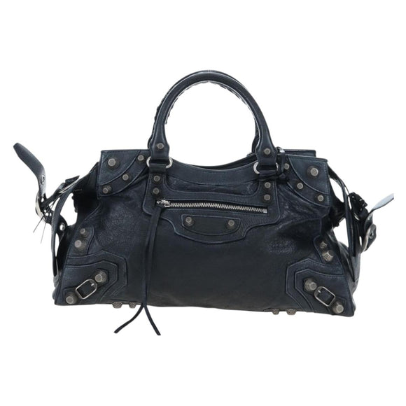BALENCIAGA Neo Kagole City Small Hand Bag Leather 2way Black 700451 Auth 197188M