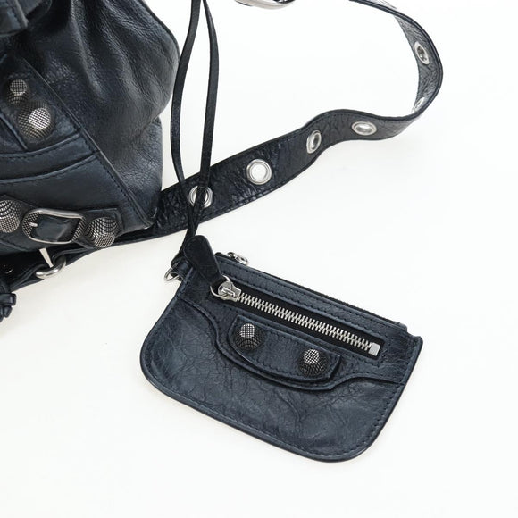 BALENCIAGA Neo Kagole City Small Hand Bag Leather 2way Black 700451 Auth 197188M