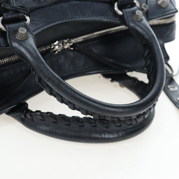 BALENCIAGA Neo Kagole City Small Hand Bag Leather 2way Black 700451 Auth 197188M