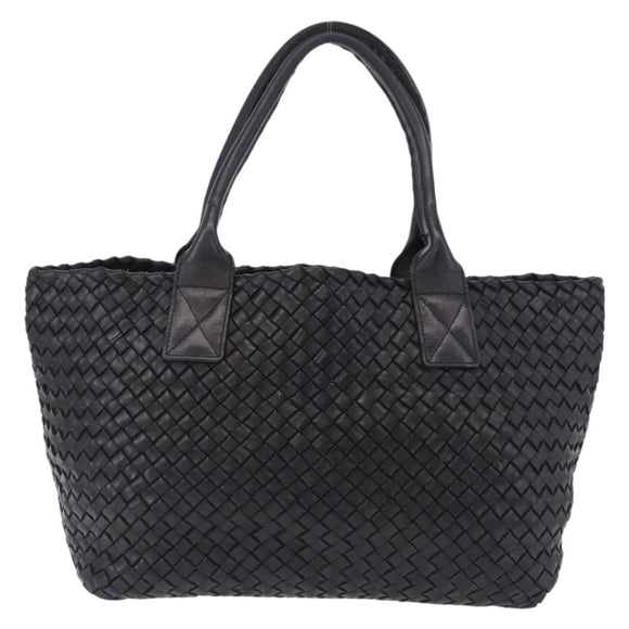 BOTTEGA VENETA INTRECCIATO Cabas PM Hand Bag Leather Black 141498 Auth 197190SAV