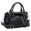 Miu Miu Hand Bag Vitello Lux Leather 2way Black Silver Auth 197198SAM-1