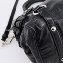 Miu Miu Hand Bag Vitello Lux Leather 2way Black Silver Auth 197198SAM-13