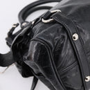 Miu Miu Hand Bag Vitello Lux Leather 2way Black Silver Auth 197198SAM-15