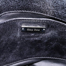 Miu Miu Hand Bag Vitello Lux Leather 2way Black Silver Auth 197198SAM-18