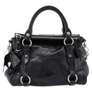 Miu Miu Hand Bag Vitello Lux Leather 2way Black Silver Auth 197198SAM-2