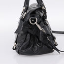 Miu Miu Hand Bag Vitello Lux Leather 2way Black Silver Auth 197198SAM-4