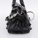 Miu Miu Hand Bag Vitello Lux Leather 2way Black Silver Auth 197198SAM-5