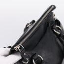 Miu Miu Hand Bag Vitello Lux Leather 2way Black Silver Auth 197198SAM-6