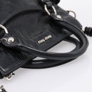 Miu Miu Hand Bag Vitello Lux Leather 2way Black Silver Auth 197198SAM-7