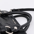 Miu Miu Hand Bag Vitello Lux Leather 2way Black Silver Auth 197198SAM-8