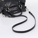 Miu Miu Hand Bag Vitello Lux Leather 2way Black Silver Auth 197198SAM-9