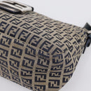 FENDI Zucchino Canvas Mamma Baguette Shoulder Bag Navy Silver Auth 197199A-8
