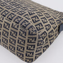 FENDI Zucchino Canvas Mamma Baguette Shoulder Bag Navy Silver Auth 197199A-16