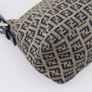 FENDI Zucchino Canvas Mamma Baguette Shoulder Bag Navy Silver Auth 197199A-17