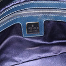 FENDI Zucchino Canvas Mamma Baguette Shoulder Bag Navy Silver Auth 197199A-18