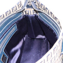 FENDI Zucchino Canvas Mamma Baguette Shoulder Bag Navy Silver Auth 197199A-19