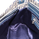 FENDI Zucchino Canvas Mamma Baguette Shoulder Bag Navy Silver Auth 197199A-20